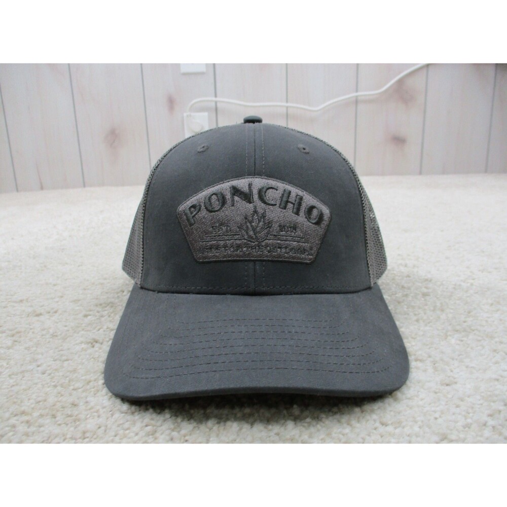 Poncho Hat Cap Snap Back Gray Trucker Adjustable Outdoors Casual Mens